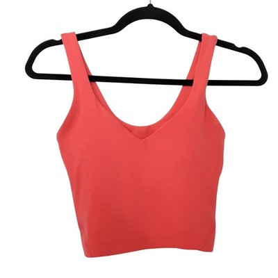 Lululemon Align Tank Top Crop Padded Built in Bra Light Support Womens 2 Coral