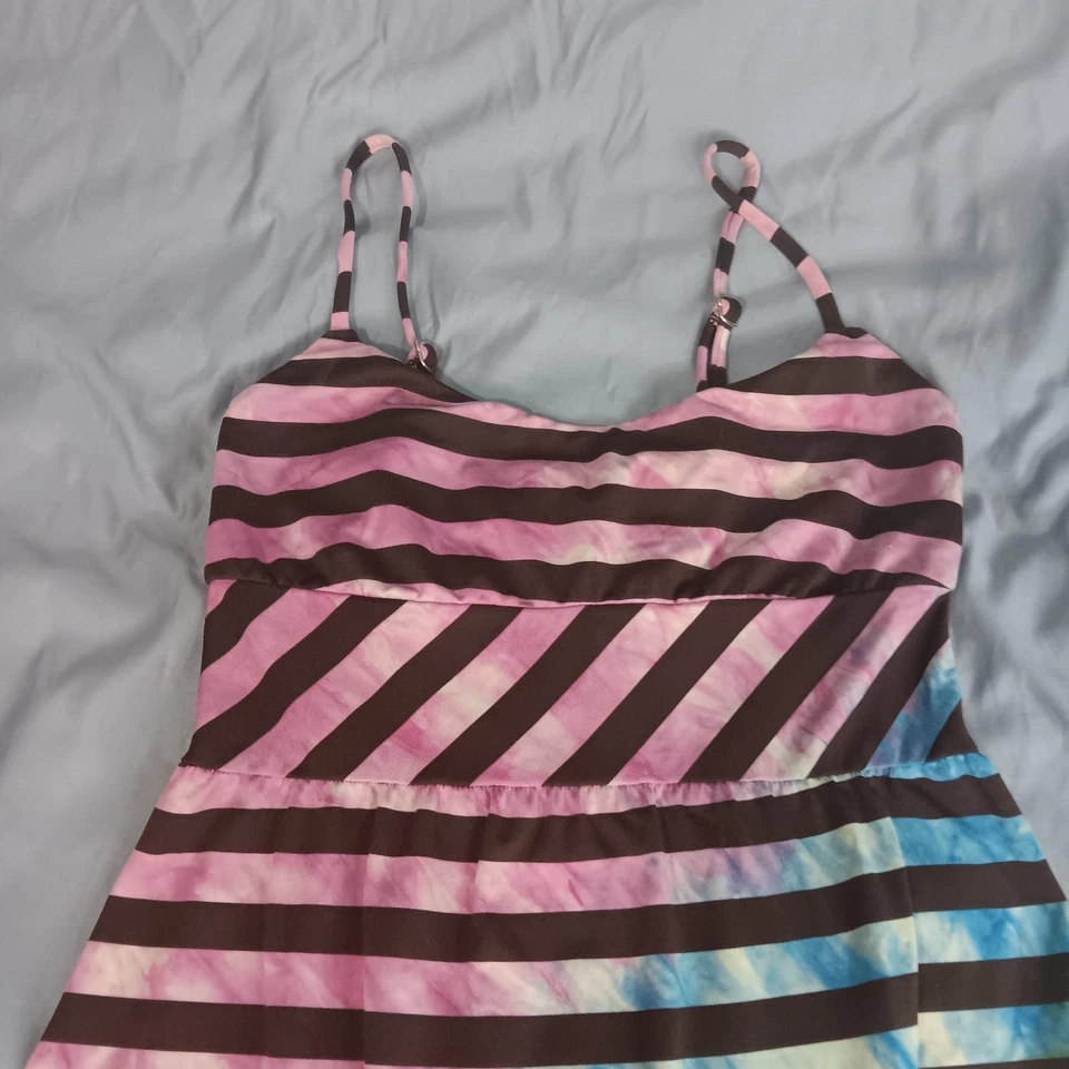 De Colección Lucky Brand Traje de Baño Cubierta Vestido Rayas Tie Dye Playa Ropa Talla XS-S Foto 2 de 4