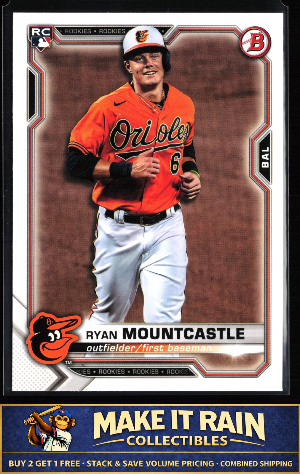 Ryan Mountcastle 2021 Bowman #41 Baltimore Orioles Rookie RC