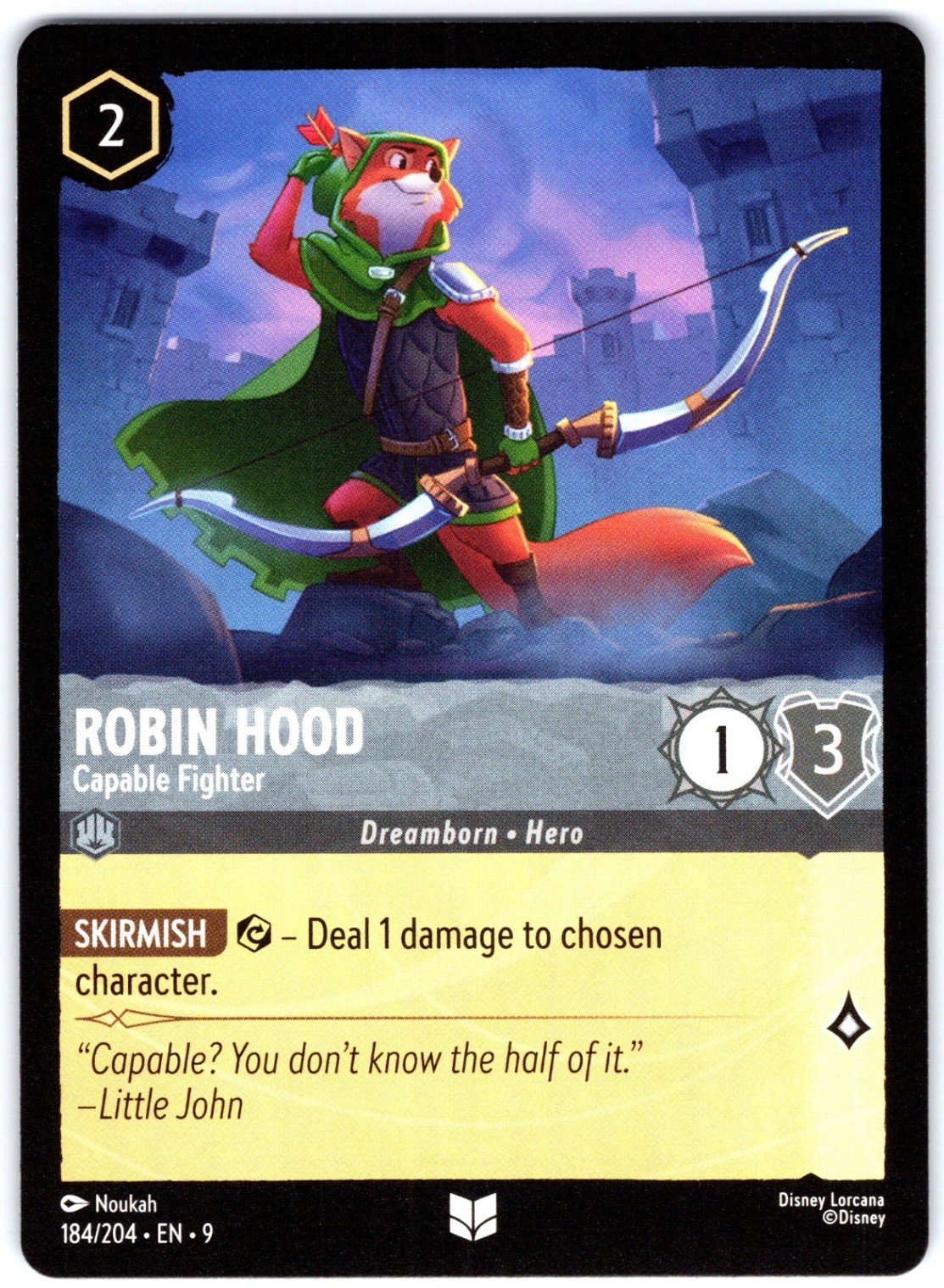 Robin Hood - Capable Fighter 184/204 Uncommon Fabled NM Lorcana Disney