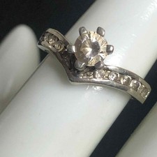 8235 VNTG Sterling 925 CZ V-Band engagement solitaire band Ring Sz 6