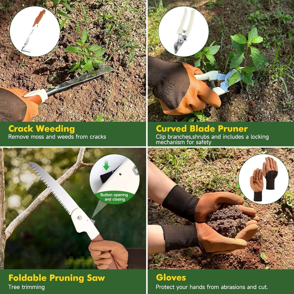 Garden Tool Set,10 Pcs Heavy Duty Gardening Hand Tool Kit for Women Aluminum wit - Image 3 of 4