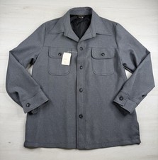 Vtg JC Penney Leisure Suit Jacket Gray Big Collar 70s Disco Deadstock Men XL NWT