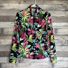 Tommy Bahama Racquet  Paddle 1/4 Zip Pullover Top Floral Quick Dry XS