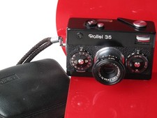 Rollei 35 black 40mm f:3.5 Tessar lens, case/strap, German, US SELLER "LQQK"