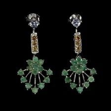 925 Sterling Silver Earrings Round Emerald Sapphire Tanzanite Gemstone Jewelry