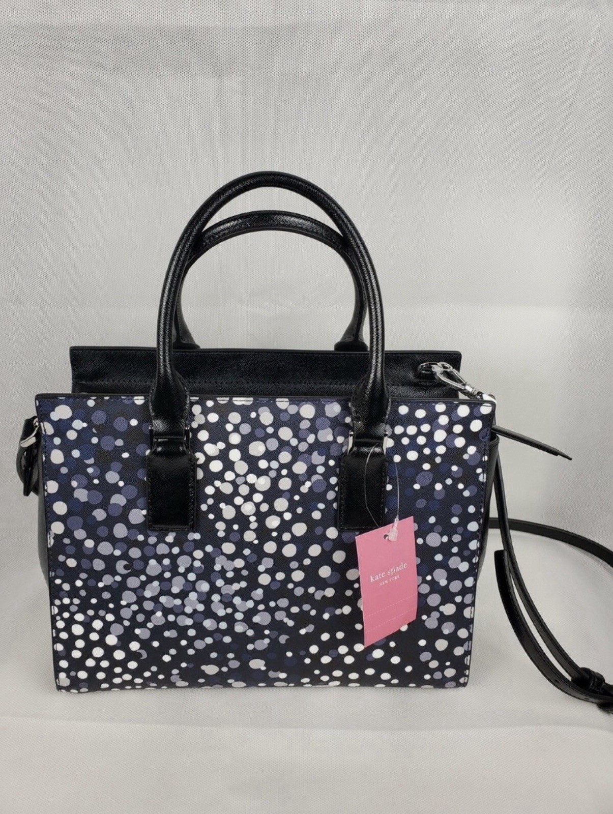 Kate Spade New York Polka Dot Satchel Bag Double Handles Cross-Body Black White