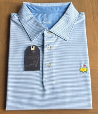 2026 Masters Tech Tournament XL Blue Stripe Golf Polo Shirt Augusta National