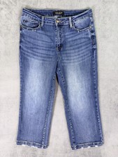 Judy Blue Jeans Womens 11/30 Blue Medium Wash High Rise Wide Leg Crop Stretch
