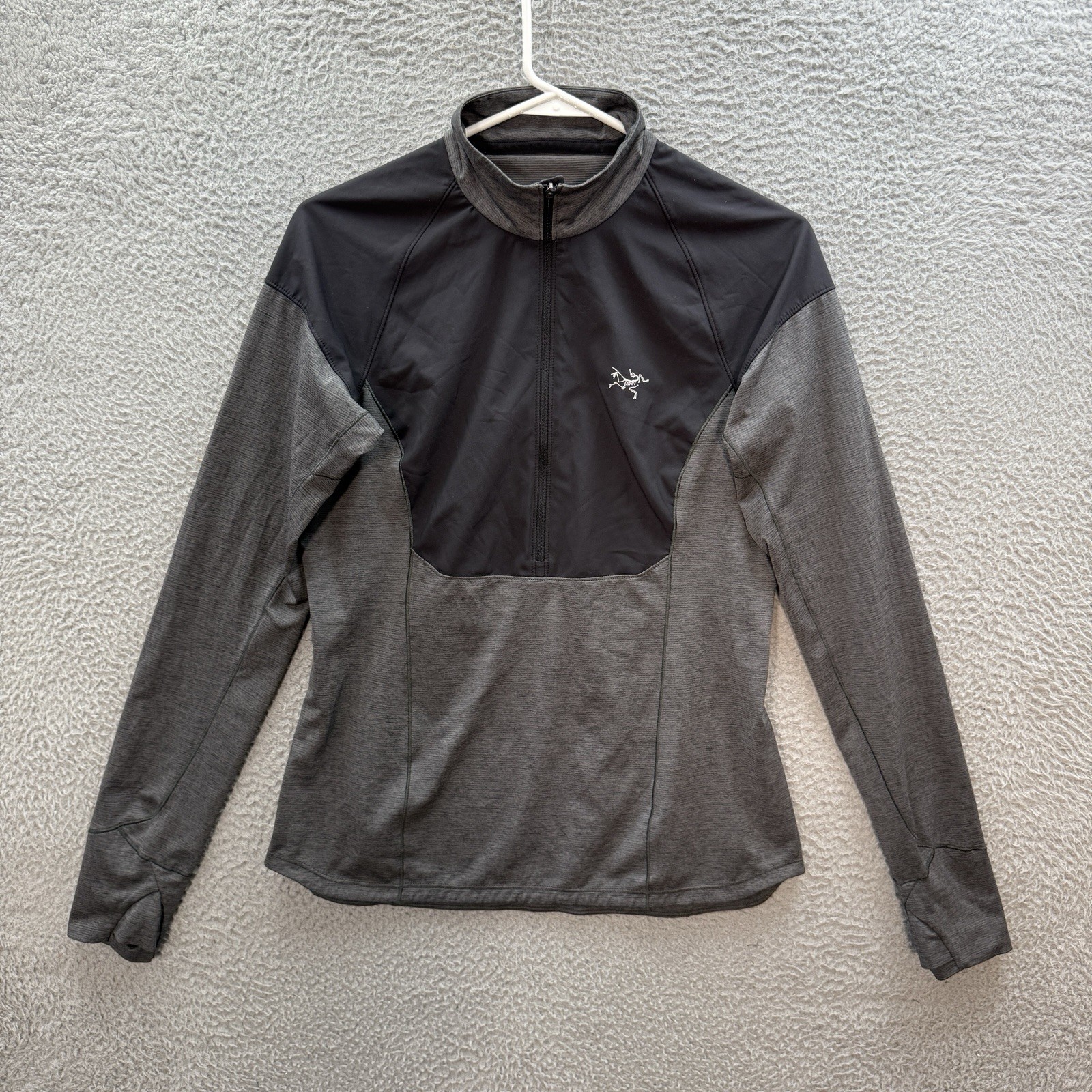 ARC'TERYX Arcteryx Giacca Donna Grigio Medio Nero Taema Mezza Zip Strato Medio Escursionismo Outdoor