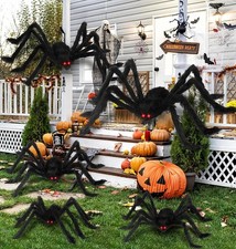 Giant Black Plush Spider Halloween Decor, Scary Haunted House  Party Prop    