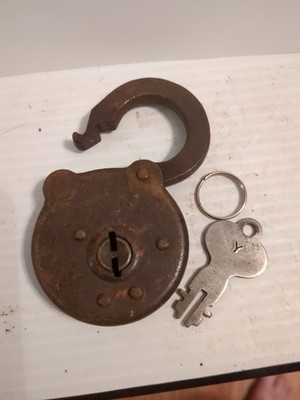 Antique Segal Six Lever Padlock w/ key old vintage lock tool box chest trunk