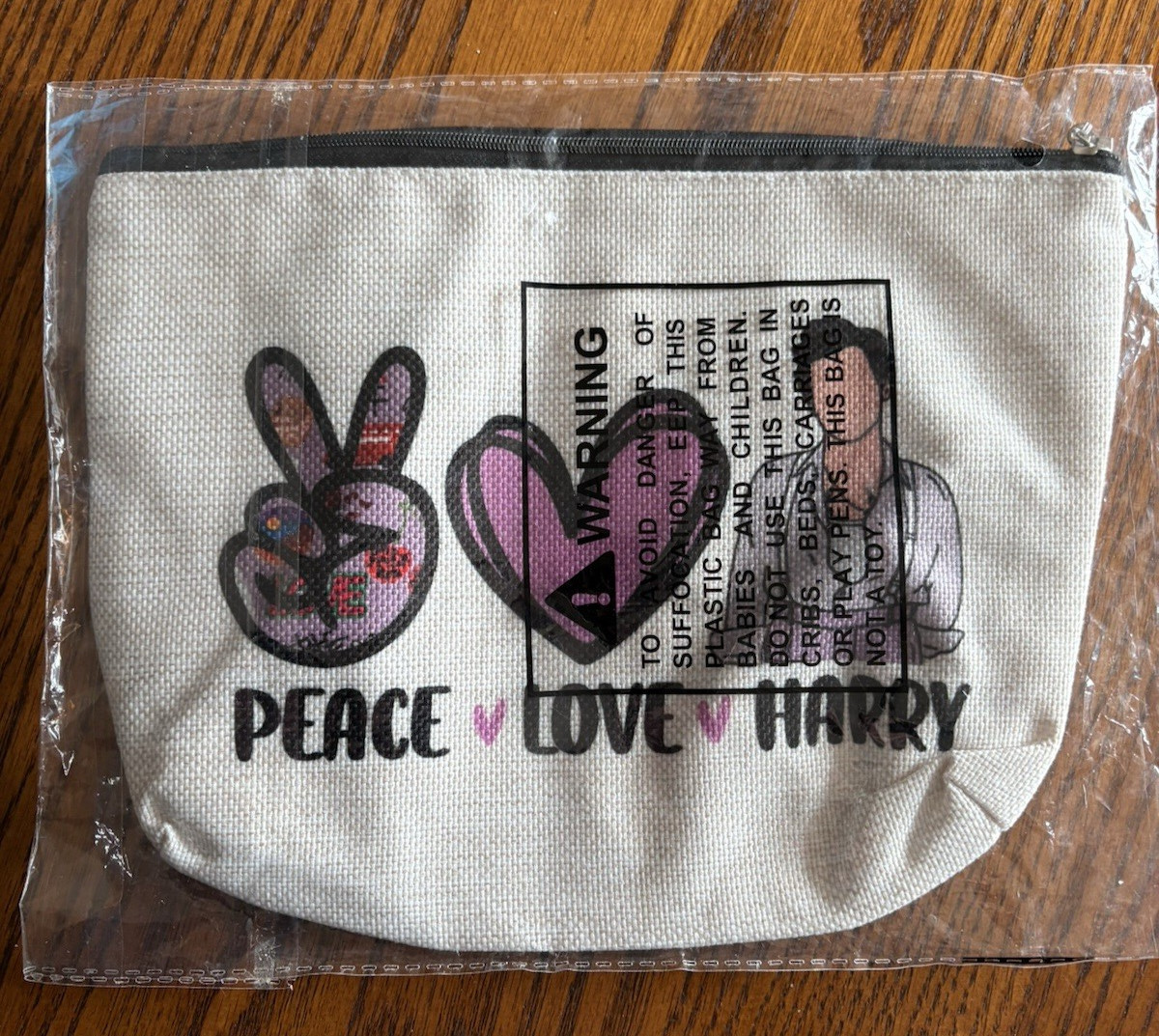 PEACE LOVE HARRY Cosmetic Zippered Travel Accessories/Makeup Bag** New/Free Ship