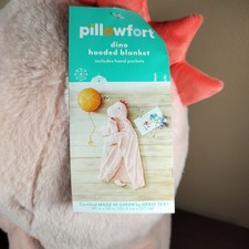 NEW Pillowfort Dino Hooded Blanket Includes Hand Pockets 40" x 50" Dinosaur NWT