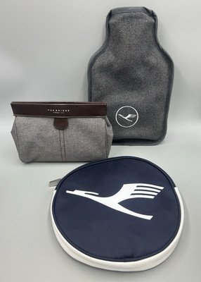 Lufthansa First Class Hot Water Bottle Heatpad & Business Class Amenity Kit Set