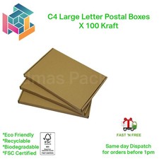 100x BROWN C4 A4 BOX 240x345x22mm ROYALMAIL LARGE LETTER POSTAL CARDBOARD PIP 4U