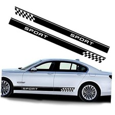 Universal Car Side Skirt Vinly Decals Auto Sport Racing Body Side Stripe Black