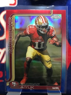 2025 Brandon Aiyuk Topps Chrome Red White & Blue Parallel 49er #266