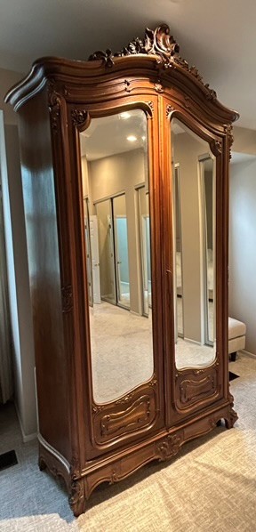 Antique French Louis XV Rococo Mirrored Armoire 101"x52" PICK UP ONLY