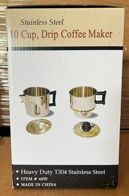 Lindy's Stainless Steel 10-Cup Stovetop Drip Coffee Maker, model 49W.