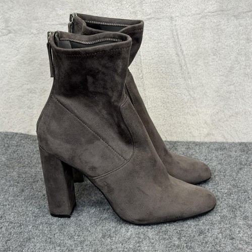 Steve Madden Brisk Shoes Womens 10 Gray Suede Sock Ankle Boot High Block Heel