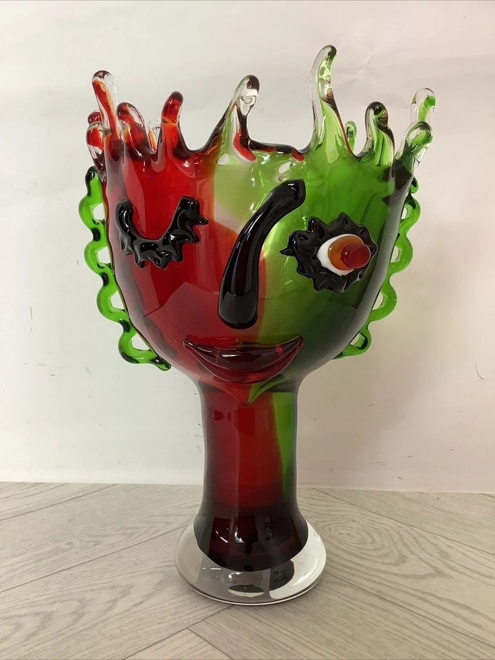 Huge 30cm Art Glass Picasso Tribute Grotesque Abstract Glass Vase @chu#H - Image 2 of 4