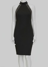 Calvin Klein Women's Black Embellished Halter Neck Sheath Dress Size 4