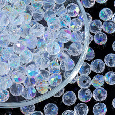 100Pcs Faceted Briolette Crystal Glass Beads AB Color Loose Spacers Beads for Br