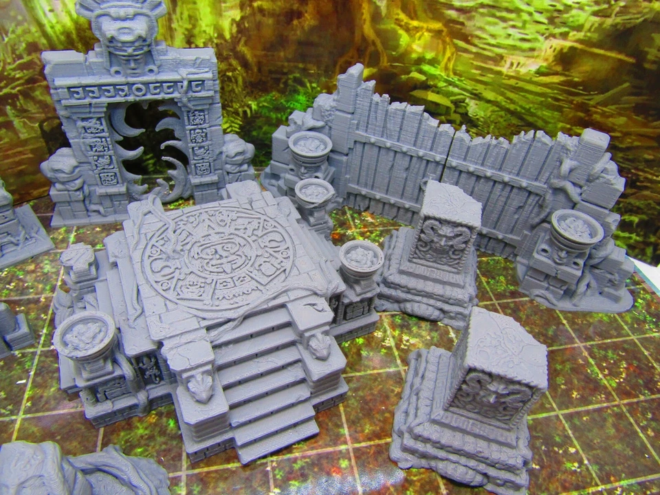14pc Ancient Jungle Temple Ruins Scatter Terrain Scenery 3D Printed Model - Image 3 of 4