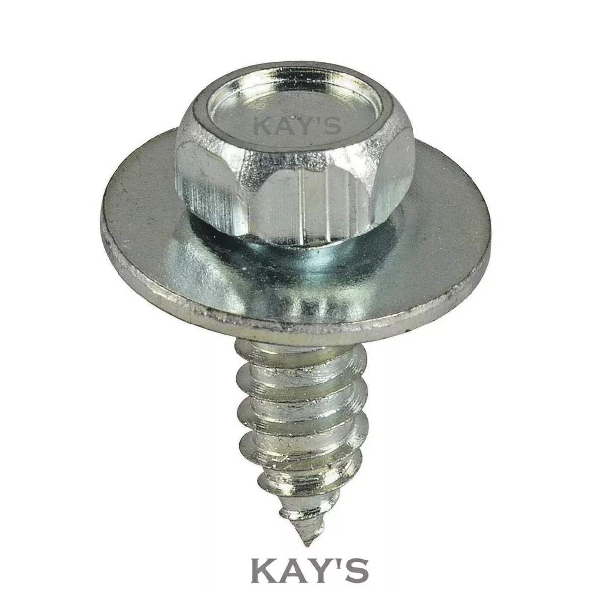 SELF TAPPING SCREWS HEXAGON HEAD WITH CAPTIVE WASHER ZINC PLATED 6mm x 19mm SEMS