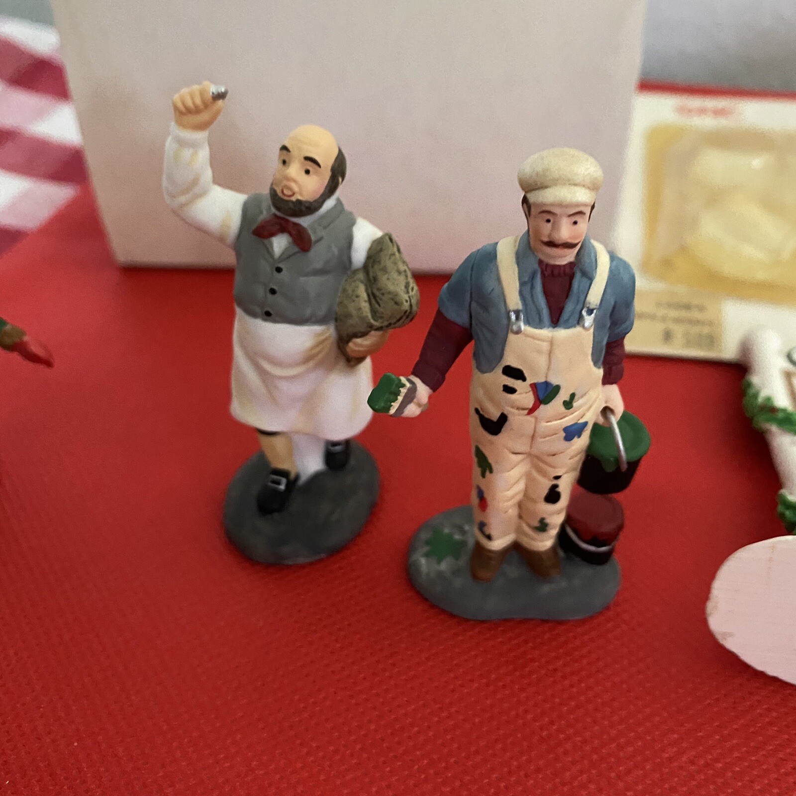 Dept 56 REPLACEMENT PARTS Town Clock Banner Figures Skater Realtor Signs (12)