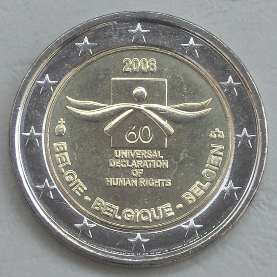 2 Euro Monnaie commémorative Belgique 2008 60 Ans Droits Humains Splendide - Photo 1/1