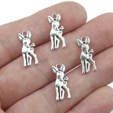40Pcs 17x7mm Antique Silver Color Deer Animal Charms