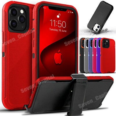 For iPhone 12 Mini 11 Pro Max Shockproof Protective Rugged Case + Belt Clip 