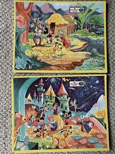 2 VINTAGE 1962 WALT DISNEY'S INLAID Jaymar PUZZLE DISNEYLAND TV Picture Children