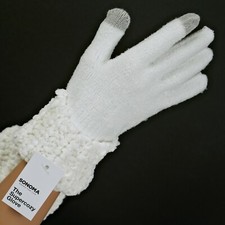 SONOMA Women's WHITE Chenille CUFF Knit WINTER GLOVES Lightweight TOUCH SCREEN