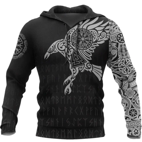 Herren Grafik Hoodie Wikinger Sweatshirt Oberteil Street Style Mode cool nordisches Design - Bild 24 von 36