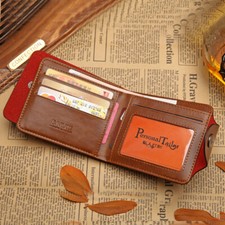 Men's Leather Wallet Foldable Hollow Coin Wallet Credit ID Card Holder Wallet