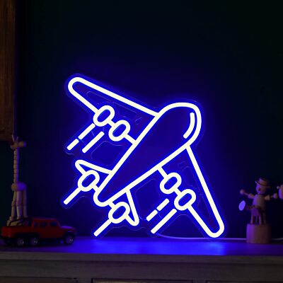 Riakrum Airplane Neon Light Sign Airplane Night Lamp Acrylic Space Room Decor