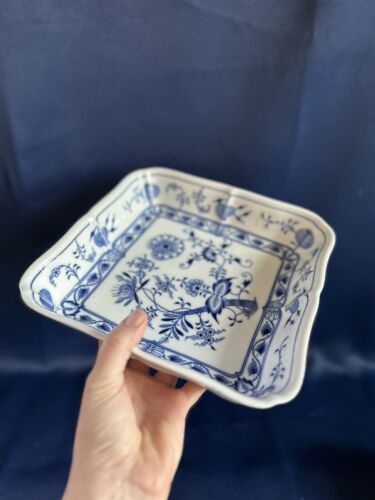 Antique Carl Teichert Meissen Blue Onion Porcelain Bowl 9” x 9” – Made 1882-1929 - Picture 4 of 8
