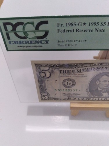 PCGS Very Choice New 64PPQ Fr. 1985-G* 1995 $5 Federal Reserve Star Note - Picture 2 of 4
