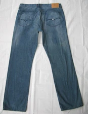 Guess Mens Cresent Straight Jeans Size 34 x 32 Blue Distressed 100% Cotton