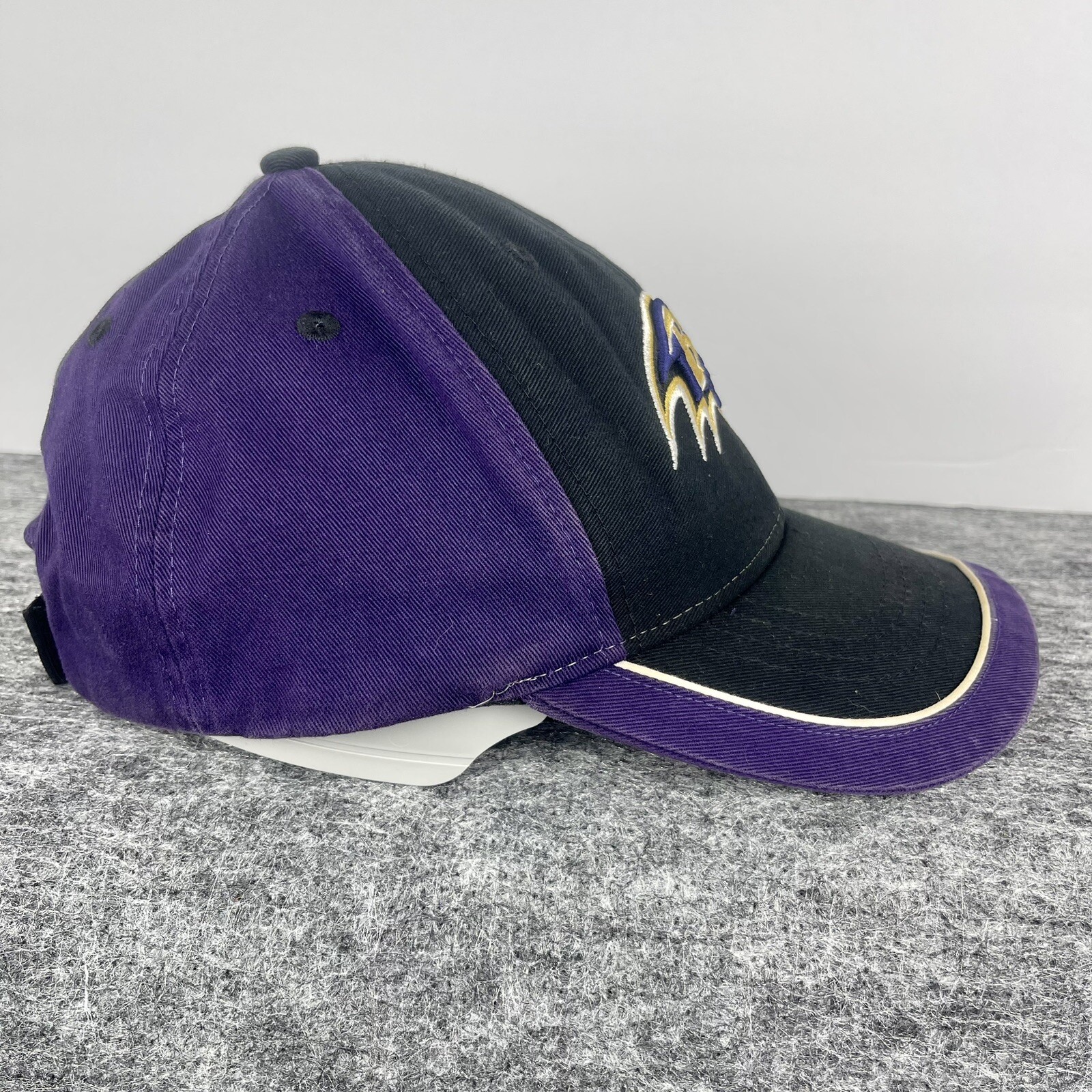 VINTAGE Baltimore Ravens Hat Cap Strap Back Black Purple Football Logo Mens view 6