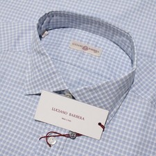 Luciano Barbera NWT Casual Button Down Shirt Sz XL in Blue  White Check Cotton