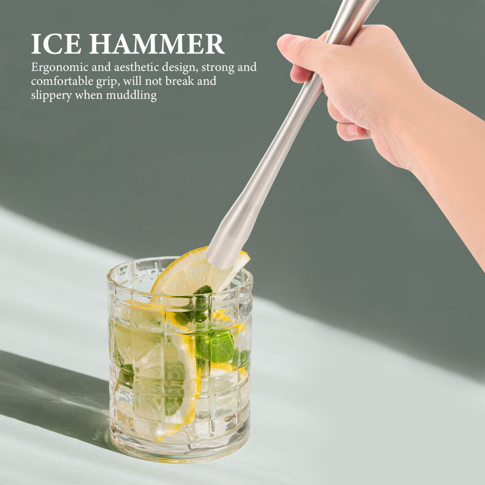 Stainless Steel Ice Muddler Drinking Stirring Rod Lemon Pressing Stick