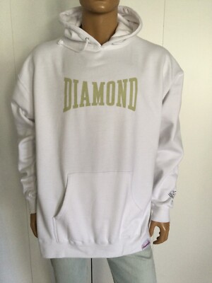 Diamond Supply White Fleece Hoodie Sweatshirt Size XXL