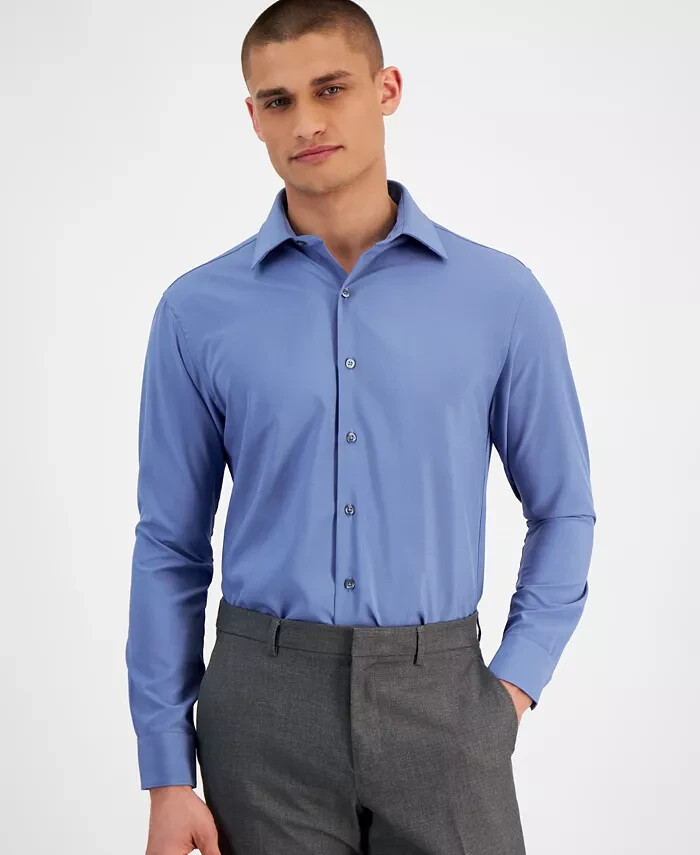 alfani slim fit stretch dress shirt Mens Alfani Dress Shirt Blue Micro Stripe Slim Fit Stretch Long Sleeve Size  M