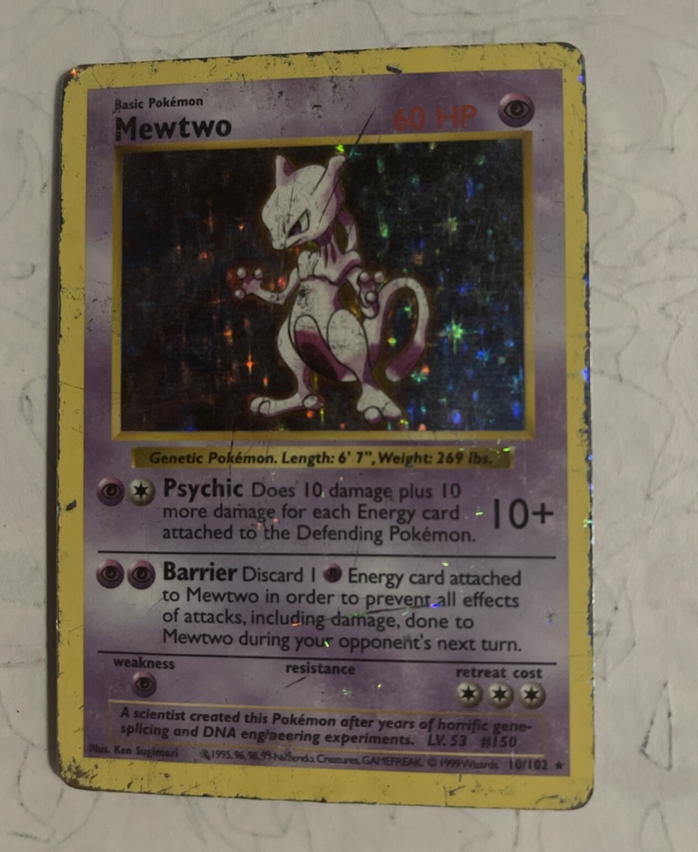 holographic shadowless first edition mewtwo card 1999 Pokemon Base Set 1st Holo #10 PSA 8 NM-MT on Fanatics Collect [1P] Psychic (10+) Does 10 damage plus 10 more damage for each Energy card attached to defender Goldin | The Global Go-To