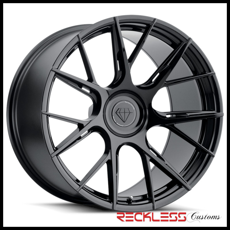 BLAQUE DIAMOND 22" BD-F18 BLACK CONCAVE WHEEL RIMS FITS BENTLEY CONTINENTAL GT