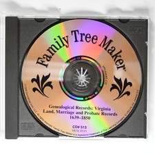 Broderbund Family Tree Maker Data CD  513 Genealogy Records Virginia 1639-1850